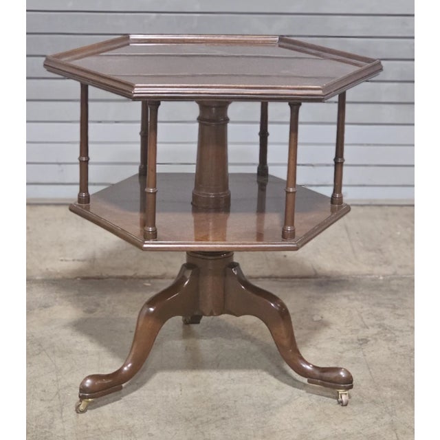 Chippendale Kittinger Cw-161 Mahogany Colonial Williamsburg Revolving Book Table For Sale - Image 3 of 9