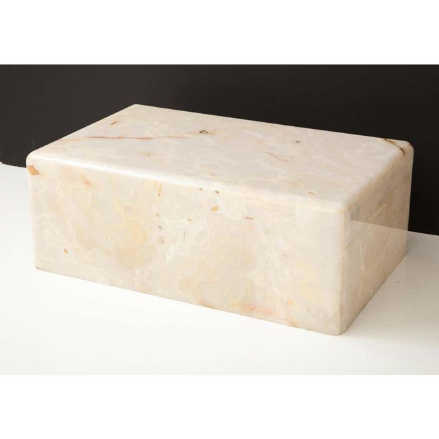 1980s Rare Custom Steve Chase Onyx Coffee Table Vintage Modern 1980's Genuine Onyx 48" X 30" X 18" For Sale - Image 5 of 12