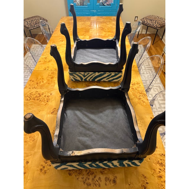 Pair of 1970s Zebra Upholstered Stools For Sale - Image 4 of 8