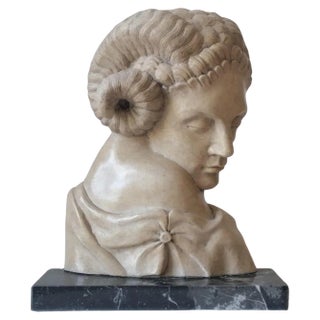 Early 20th Century Faun's Head Sculpture in Cleopatra Yellow Marble For Sale