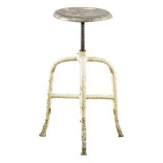 Industrial Swivel Stool with Iron Seat and Frame, 1950s For Sale