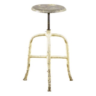 Industrial Swivel Stool with Iron Seat and Frame, 1950s For Sale