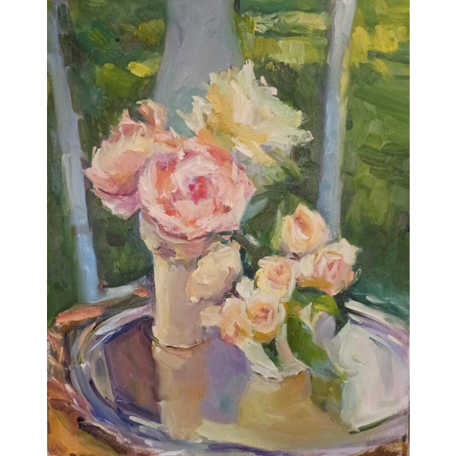 Contemporary Impressionistic Painting by Julann Campbell, "Roses and Peonies" For Sale