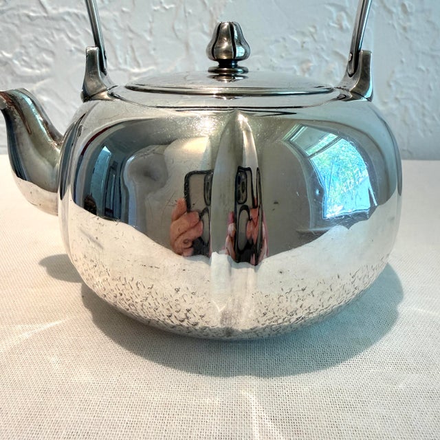 Vintage Chinese Hand Wrought Pure Silver Teapot For Sale - Image 9 of 12