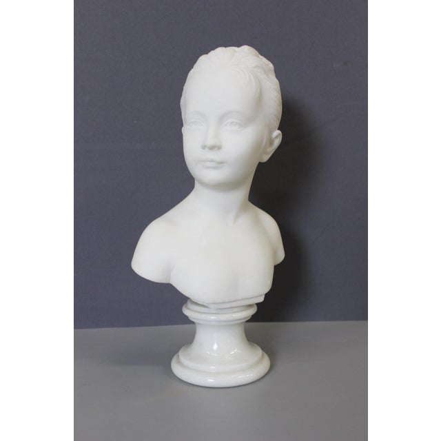 Bust of Young Woman Marie Louise Brongniart in Carrara Marble, 1900 For Sale - Image 3 of 13