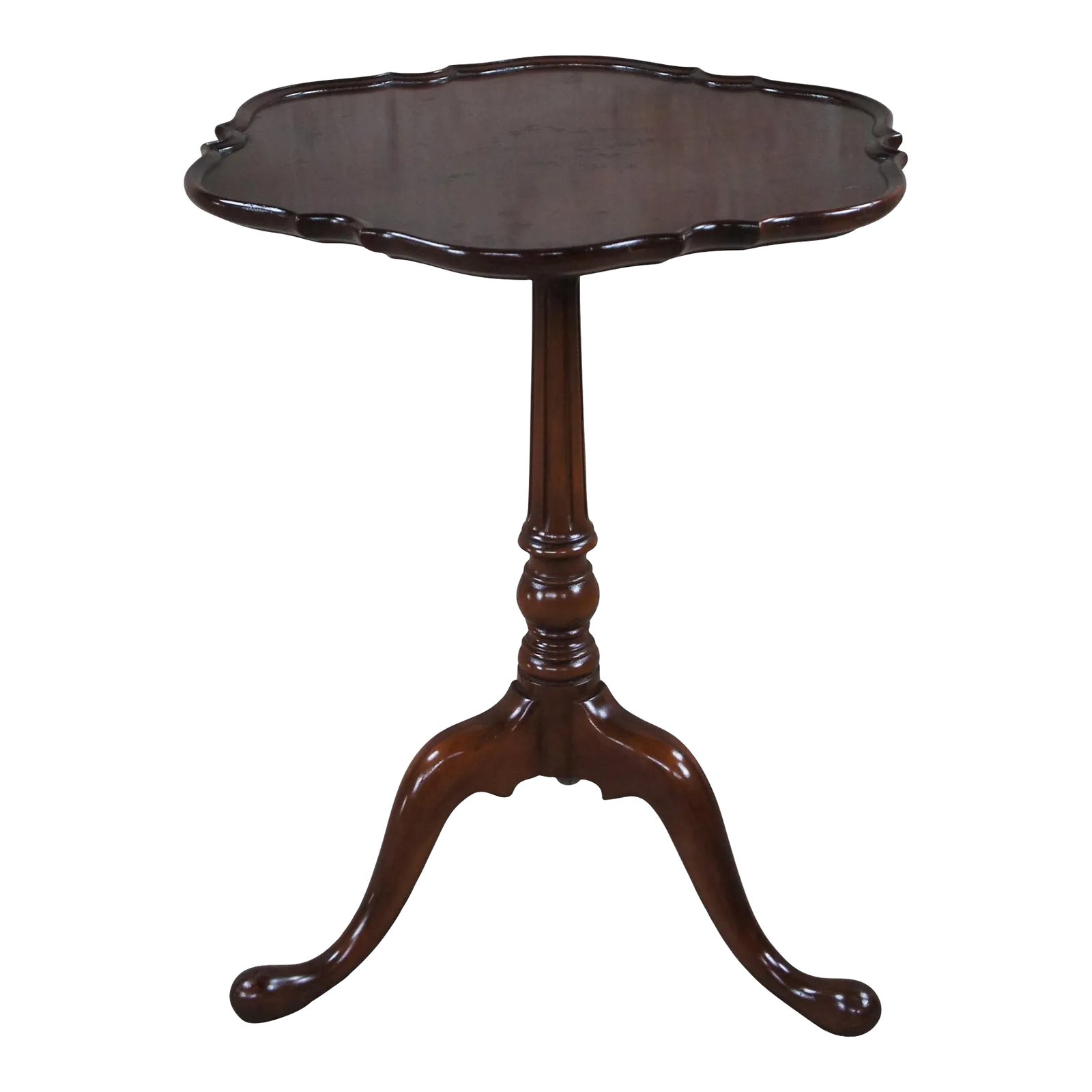 Melody Jane Dollhouse Miniature Furniture - Mahogany Round Pie Crust Side Lamp Table