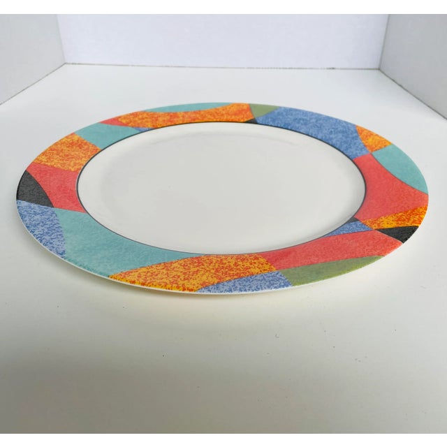 Vintage Santiago Arcopal France Multi color Abstract, Opal Glass Charger /Chop Plate 12.5”, in very good condition.