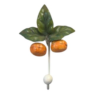 Vintage Italian Tole Citrus Oranges Hook / Toleware Robe / Coat Rack For Sale