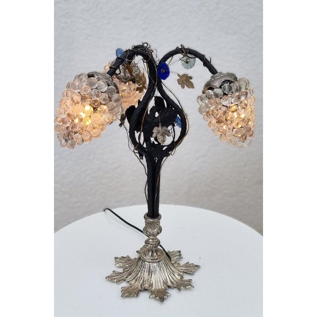 1970s Vintage Murano Glass Grape Table Lamp, 1975 For Sale - Image 5 of 17