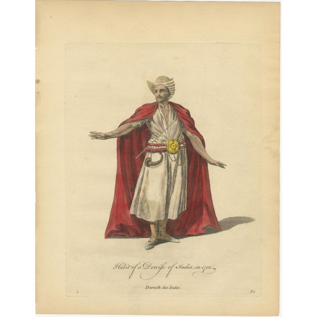 Habit of a Dervish of India, 1700 – Hand-Colored Costume Engraving A refined and visually striking 18th-century hand-...