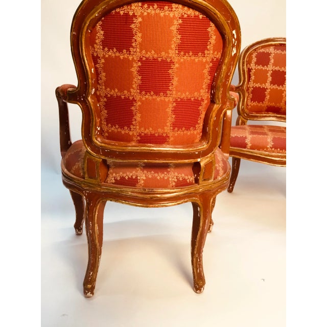 19th Century Venetian Louis XV Style Painted and Gilt Armchairs- A Pair For Sale - Image 4 of 13