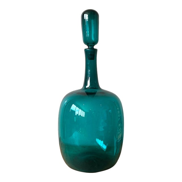 Vintage Boho Blown Glass Decanter For Sale
