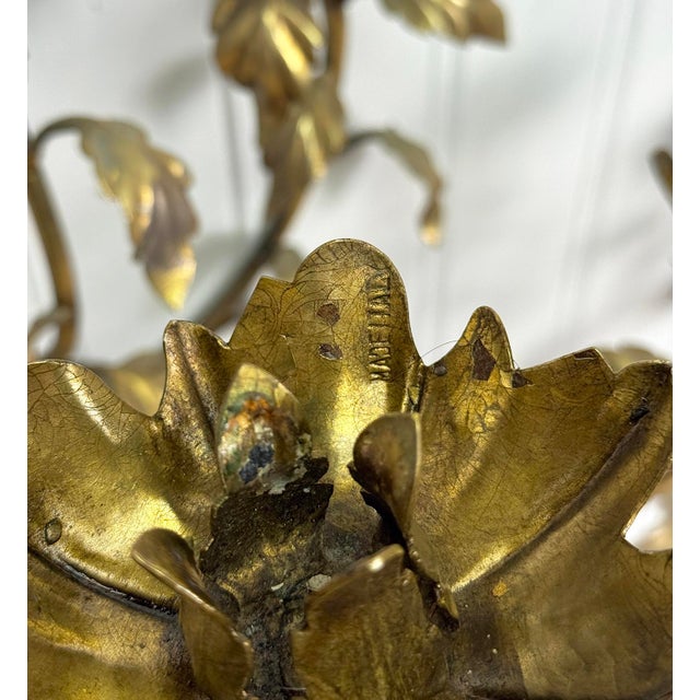 Vintage 47" Italian Rococo Gold Gilded Floral Vine Wall Hanging Candle Sconce For Sale - Image 9 of 9
