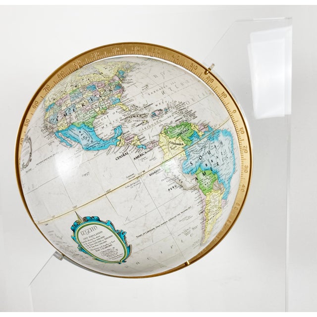 Mid 20th Century Vintage 1980s World Globe on Acrylic Stand For Sale - Image 5 of 9