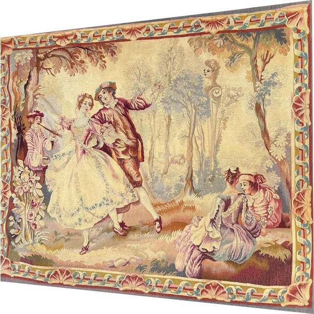 An Antique Wall Hanging French Tapestry With Romantic Subject For Sale In Los Angeles - Image 6 of 9