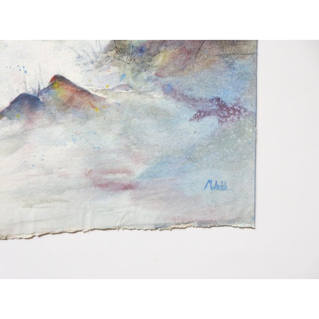 Late 20th century watercolor on paper painting of rushing river landscape. Signed M Webb lower right corner. Unframed,...