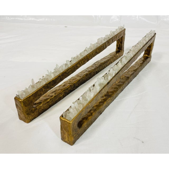 Metal Pair of “São Paulo” Bronzed Quartz Wall Sconces by House of Aura For Sale - Image 7 of 18