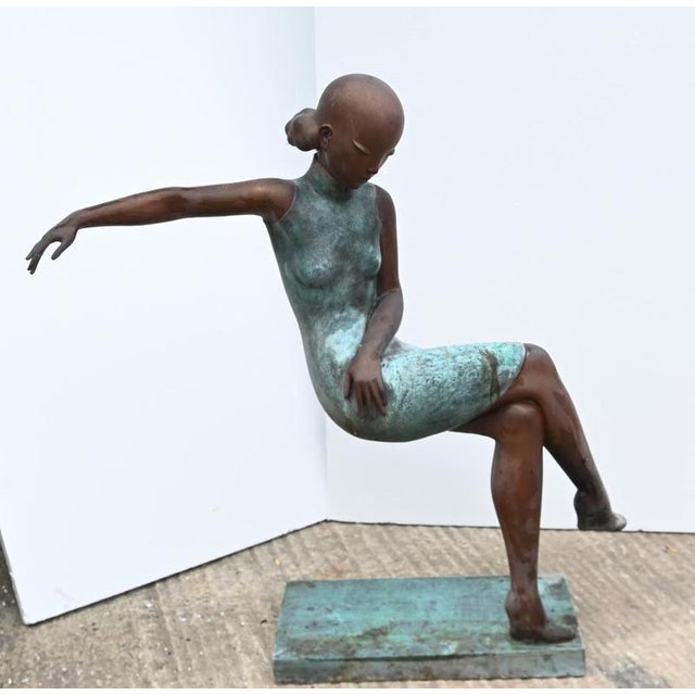 1980s Art Deco Bronze Seated Ballerina Sculpture, 1980s For Sale - Image 5 of 5