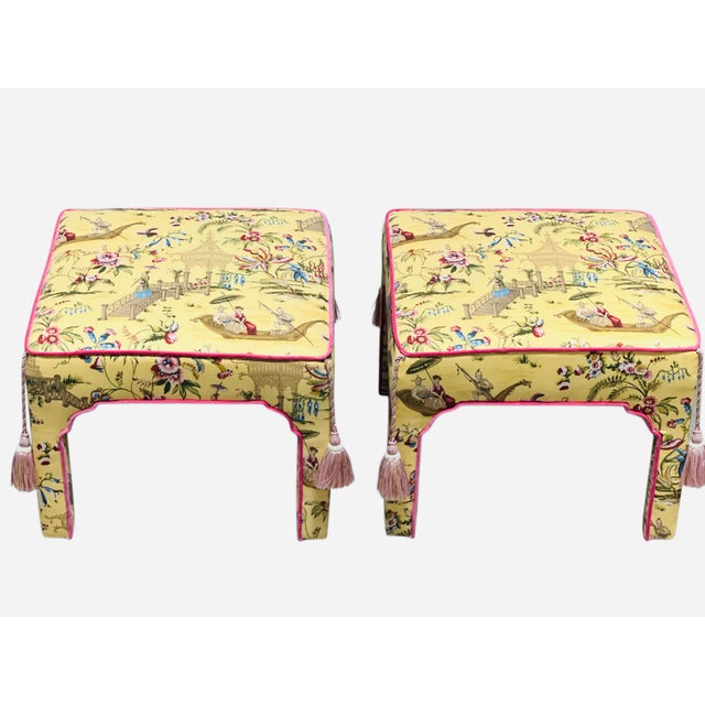 Pair Newly Upholstered Mid Century Parsons Benches/Ottomans For Sale - Image 13 of 13