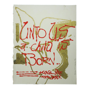 1975 Christmas Serigraph Unto Us a Child Is Born
