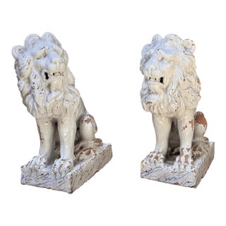 Pair of Late 18th Century Terracotta Lions From Naples For Sale