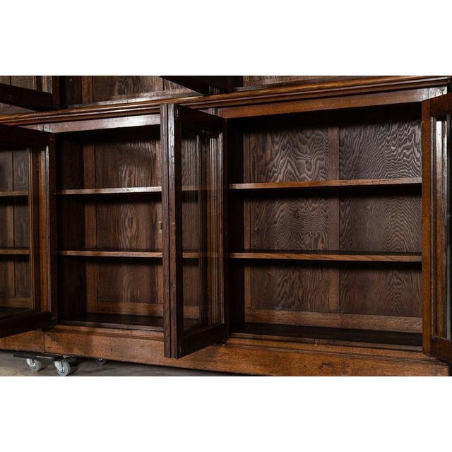 Wood Antique Oak Glazed Library Bookcase, 1890 For Sale - Image 7 of 16