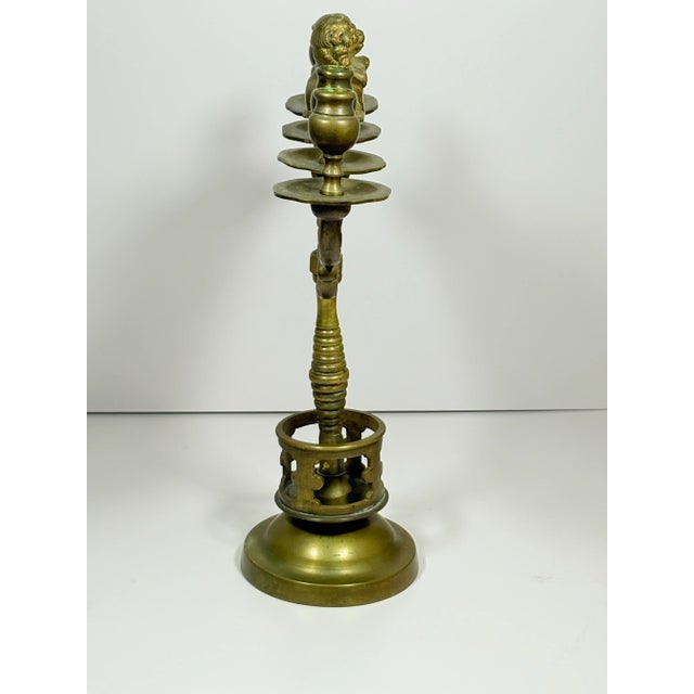 Antique Brass Candelabrum For Sale - Image 4 of 4