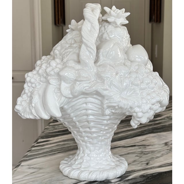 Vintage Bordallo Pinheiro Large Scale Trompe l'Oleil Fruit Basket For Sale - Image 9 of 18