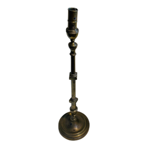 Antique 19th Century Solid Cast Brass Tall Cathedral Candlestick