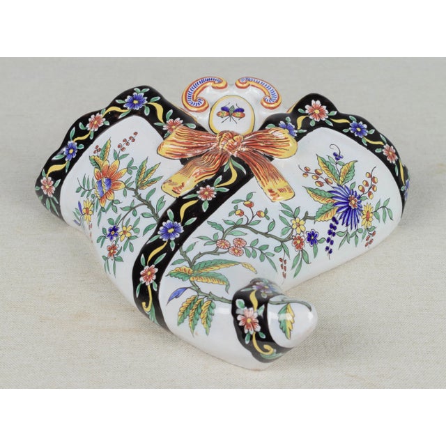 French Desvres Faience Wall Pocket For Sale - Image 9 of 9