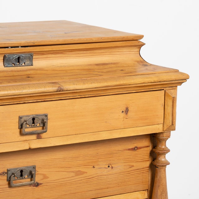 19th Century Danish Pine Chest of Four Drawers With Hidden Top Storage For Sale - Image 10 of 17