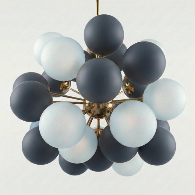 Sputnik Lamp with Matte Blue Balloons For Sale - Image 5 of 5