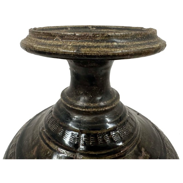Antique Khmer Angkor Period Stoneware Baluster Vase For Sale - Image 11 of 18