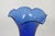 Cobalt Blue Vase Curved With Ruffled Edge Vintage Decorative Art Glass 4743b For Sale - Image 4 of 10