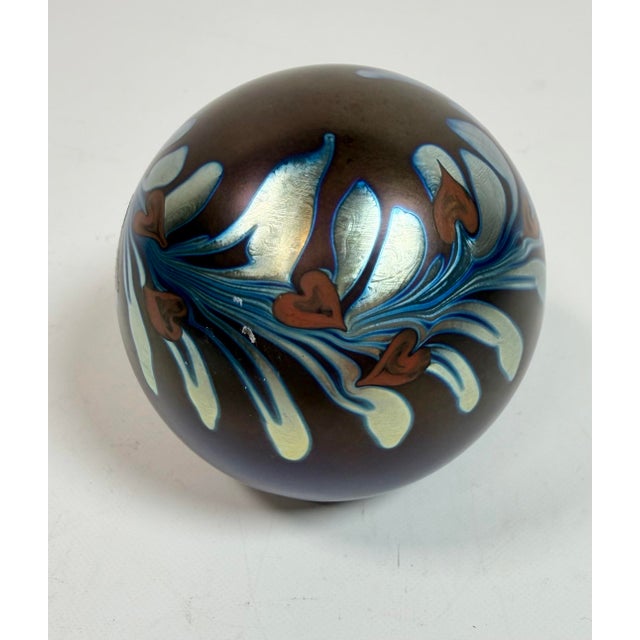 1970s Steve Correia Heart Vine Art Glass Paperweight Signed For Sale - Image 12 of 12