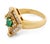 18K Yellow Gold Emerald Diamond Ring, featuring one prong set oval brilliant emerald weighing approx. 0.30 carat, further...