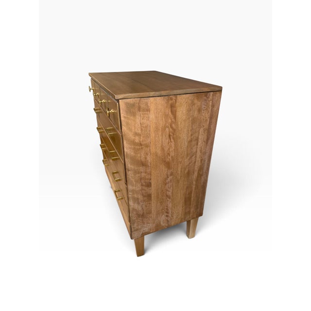 Refinished Vintage Ethan Allen 3 Drawer Chest | Mid-Century Modern Style Solid Wood Dresser | Custom Two-Tone Stain Stamped CRP Bachelor Chest For Sale - Image 9 of 12