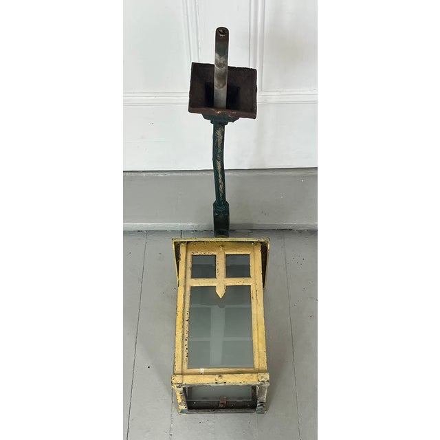 Antique Early 20th C. Aesthetic Movement Mission or Mackintosh Style Outside Iron Wall Lantern For Sale - Image 16 of 17