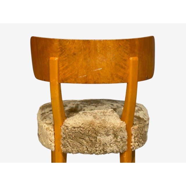 Axel Einar Hjorth, Rare Birka Chairs, Birch, Honey Sheepskin, Sweden, 1930s For Sale - Image 9 of 12