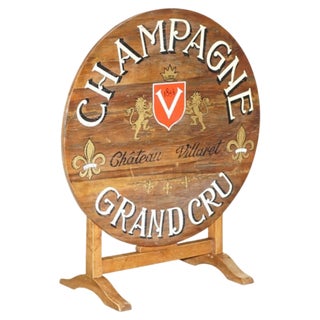 French Vendange Champagne Wine Tasting Table with Armorial Coat of Arms, 1854 For Sale