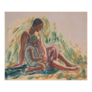 'Mother and Child' by Anna E Munch, Mid-Century Danish Woman Impressionist, Paris, Académie Julian, Benezit