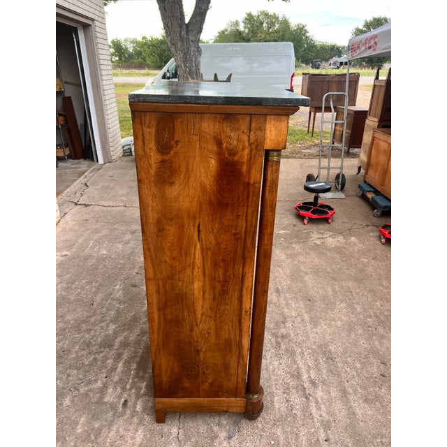 French 19th Century Empire Burl Walnut Marble Top Secretaire For Sale - Image 4 of 12