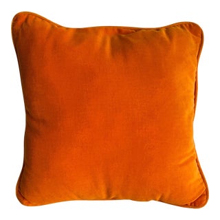 Mid Century 1960s Orange Velvet Throw Pillow For Sale