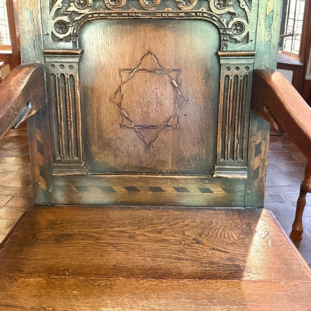 Brown 17th Century Dutch Judaica Inlaid Oak Wainscot Chair With Star of David For Sale - Image 8 of 11