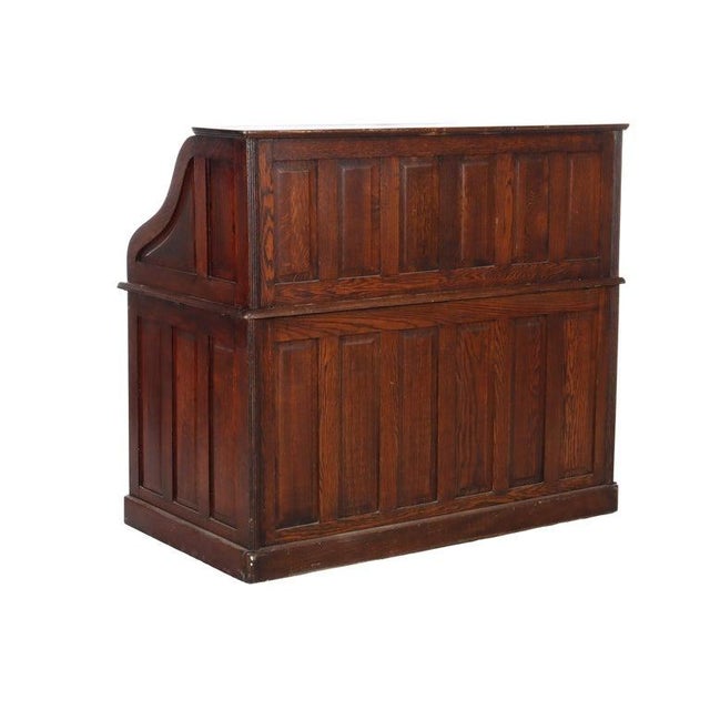 Arts & Crafts Quarter Sawn Oak Paneled Roll Top Desk With Full Interior C1910 For Sale - Image 16 of 16
