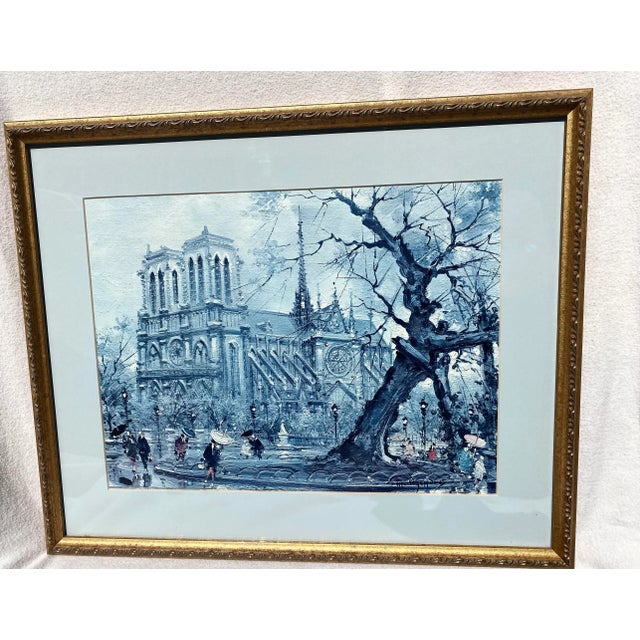 Mid 20th Century Vintage Paris Notre Dame by Maurice Legendre, French Impressionist Artist, Exquisitely Framed and Matted Excellent Condition. For Sale - Image 5 of 10