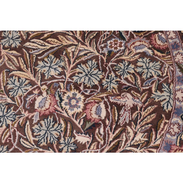 1990s Botanical 1990's Pak-Persian Brown/Gray Wool Round Rug- 6'2'' X 6'3'' For Sale - Image 5 of 9