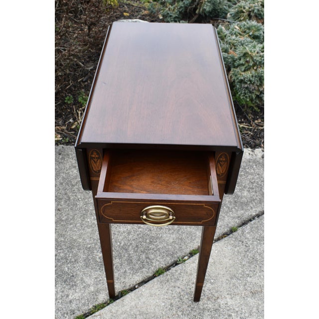 Vtg. Kittinger Inlaid Mahogany Pembroke Table For Sale In Philadelphia - Image 6 of 15