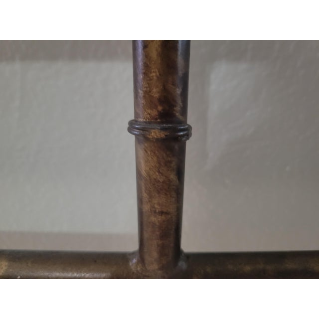 Vintage Faux‑Bamboo Metal Console Table With Glass Top For Sale In Dallas - Image 6 of 12