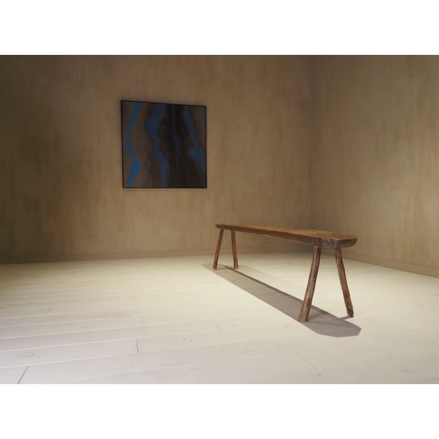 Brown Vintage Rustic Wooden Bench, 1920s For Sale - Image 8 of 9